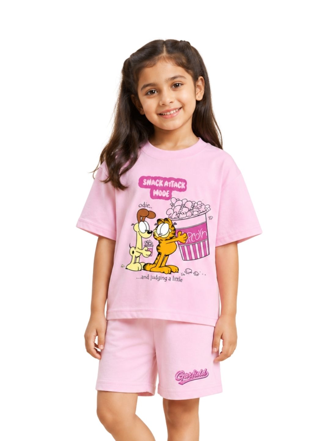 Pastel Pink Garfield & Odie “Snack Attack Mode” Fun Co-Ord Set for Kids