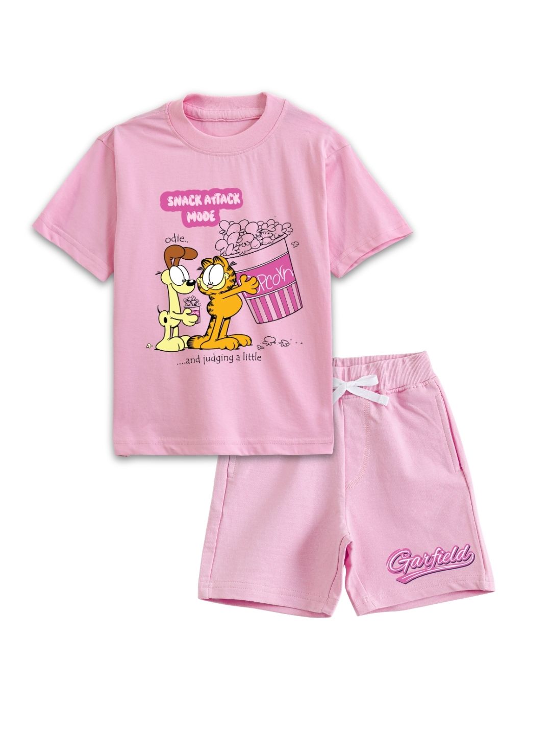 Pastel Pink Garfield & Odie “Snack Attack Mode” Fun Co-Ord Set for Kids