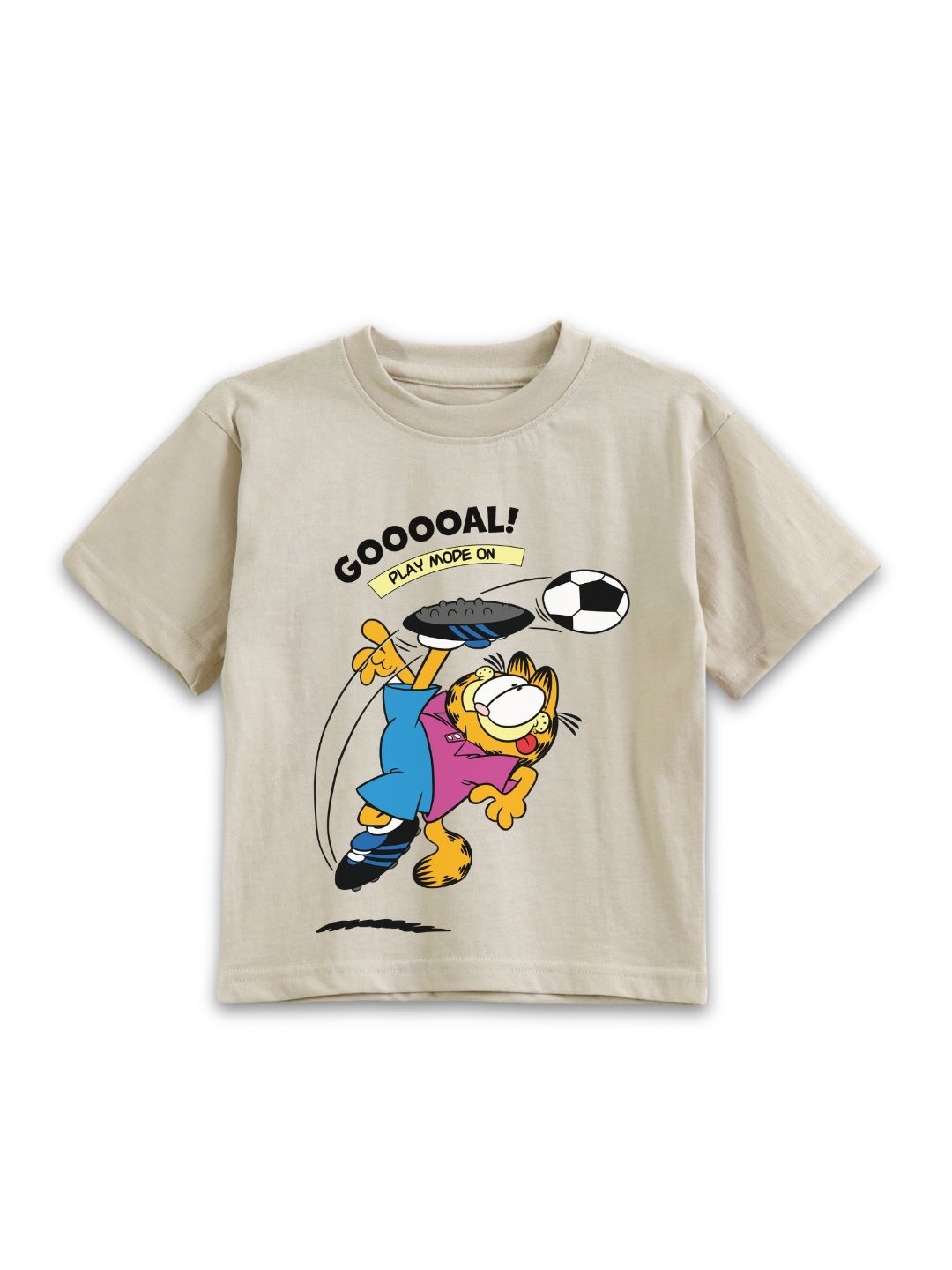 Beige Garfield “Goooal! Play Mode On” Football Co-Ord Set for Kids