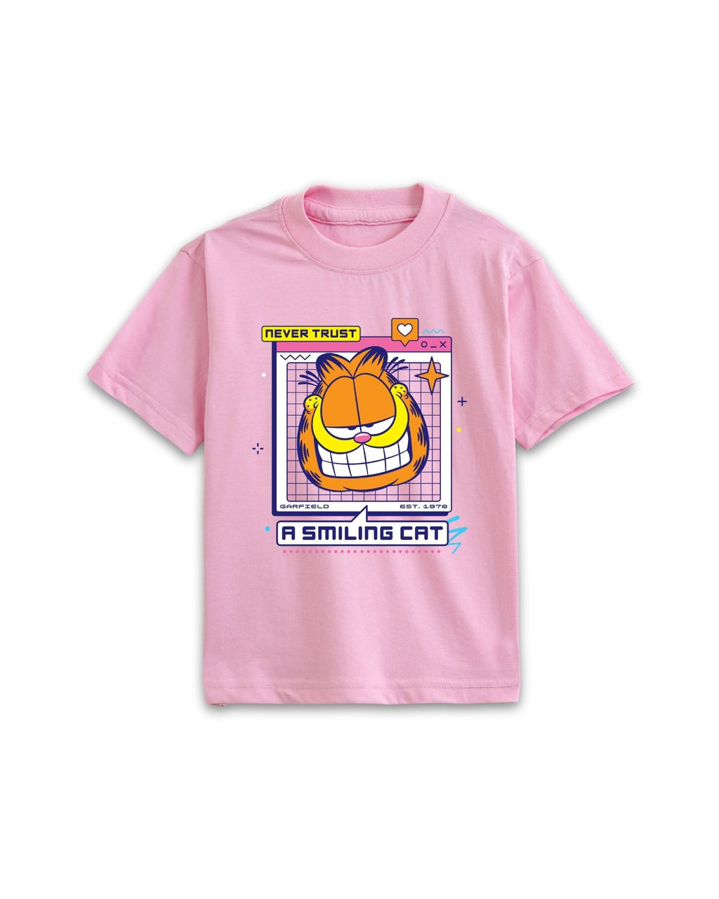 Garfield Smiling Cat Graphic Printed Cotton T-Shirt & Shorts Set