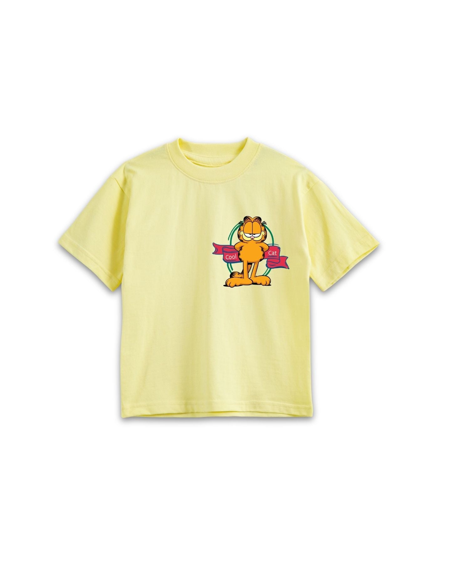 Garfield Yellow Graphic Printed Cotton T-Shirt & Shorts Set