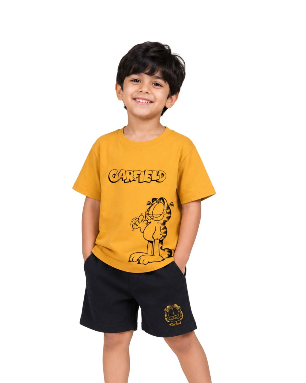 Garfield Classic Graphic Printed Cotton T-Shirt & Shorts Set