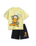 Garfield "Too Cute to Care" Graphic Printed Cotton T-Shirt & Shorts