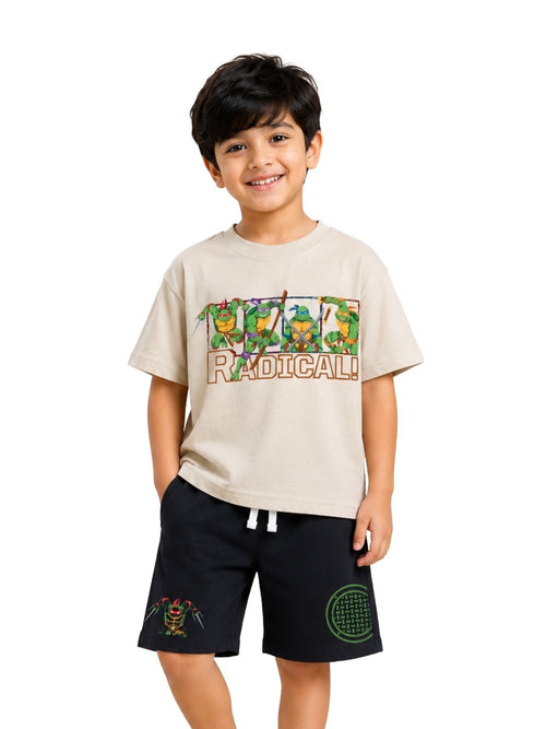 Beige TMNT “Radical!” Ninja Team Co-Ord Set for Kids