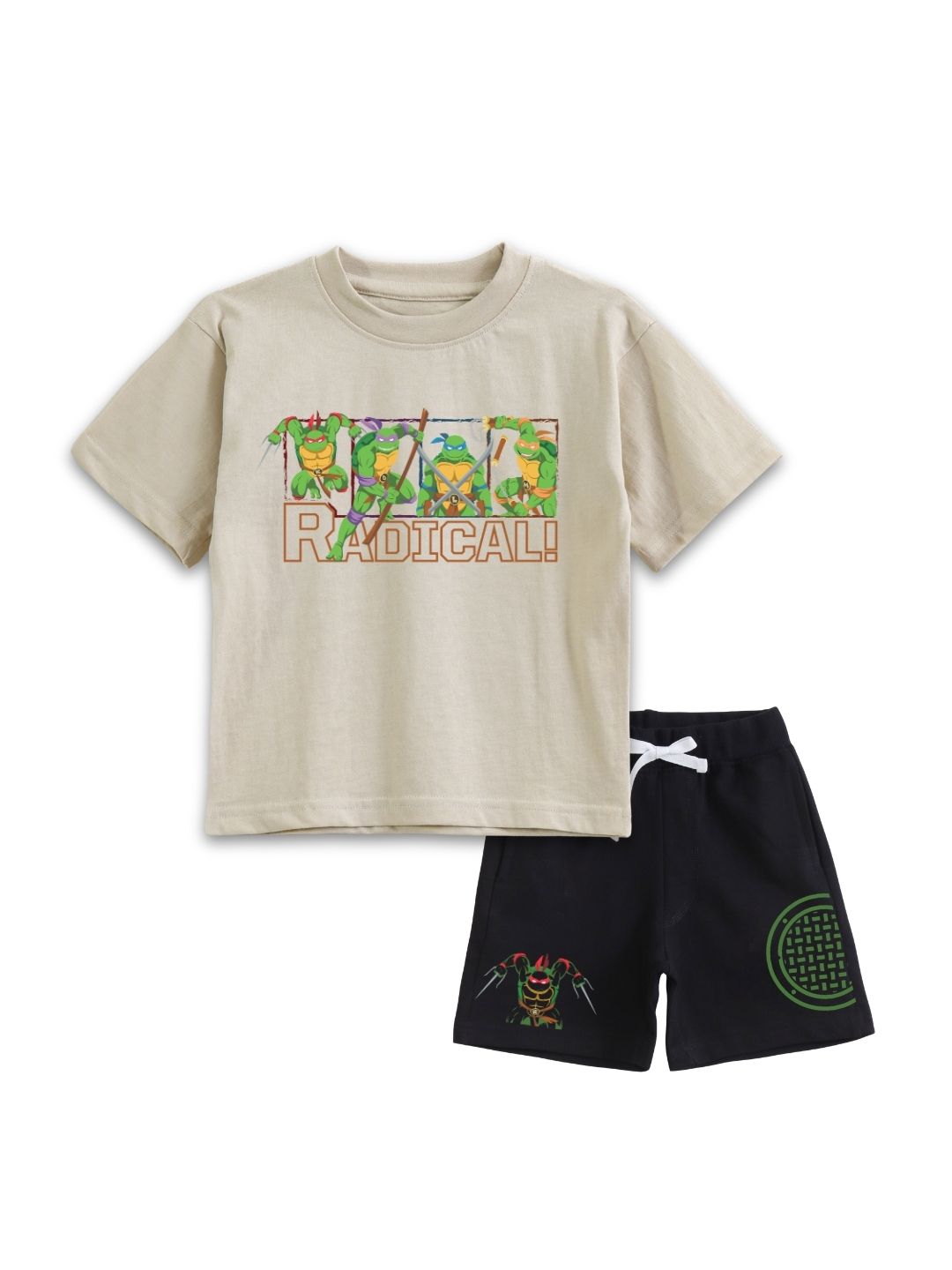 Beige TMNT “Radical!” Ninja Team Co-Ord Set for Kids
