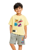 Pastel Yellow TMNT “Lean Green Fighting Machine” Ninja Co-Ord Set for Kids