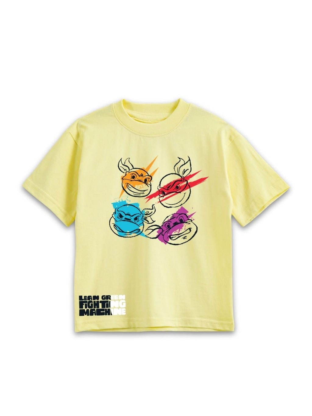 Pastel Yellow TMNT “Lean Green Fighting Machine” Ninja Co-Ord Set for Kids