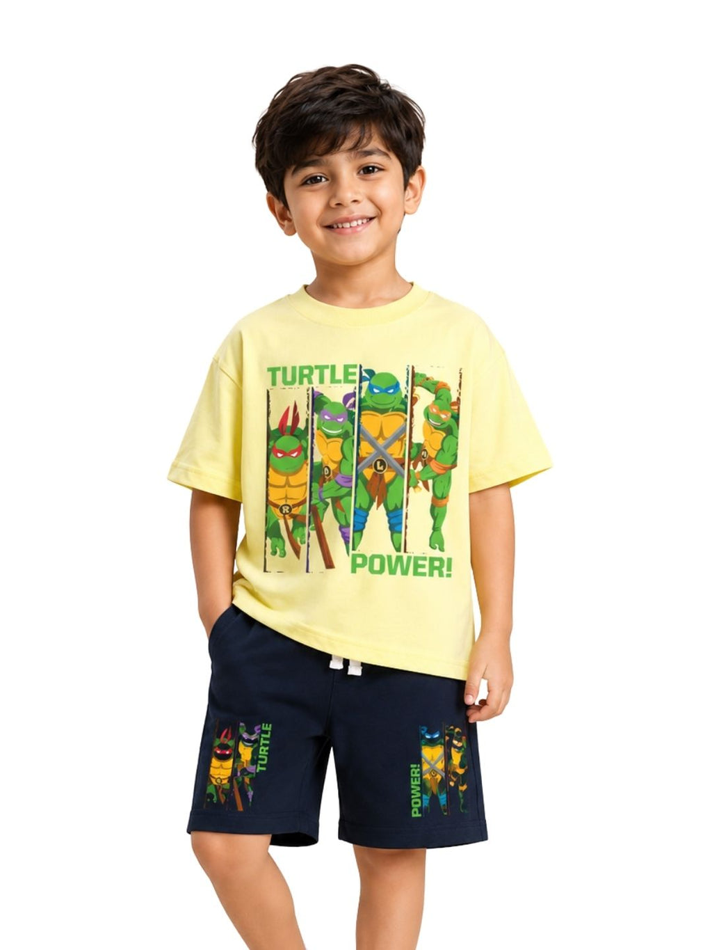 Pastel Yellow TMNT “Turtle Power!” Ninja Action Co-Ord Set for Kids