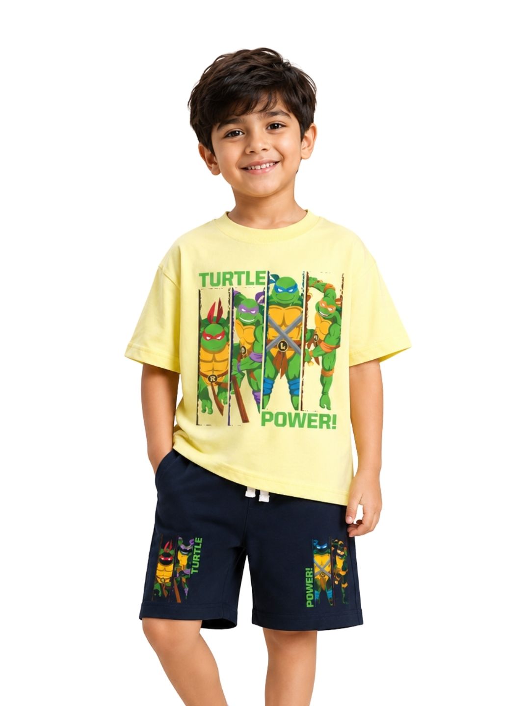 Pastel Yellow TMNT “Turtle Power!” Ninja Action Co-Ord Set for Kids