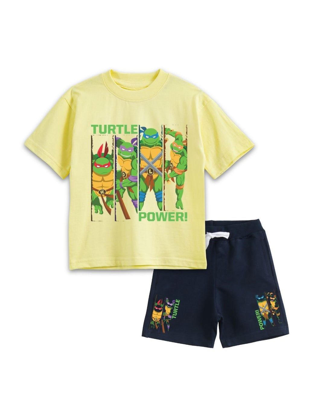 Pastel Yellow TMNT “Turtle Power!” Ninja Action Co-Ord Set for Kids