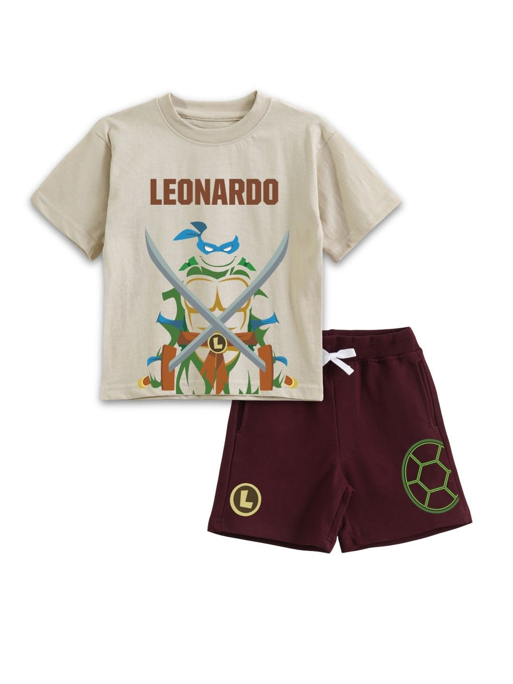 Beige TMNT Leonardo Ninja Warrior Co-Ord Set for Kids