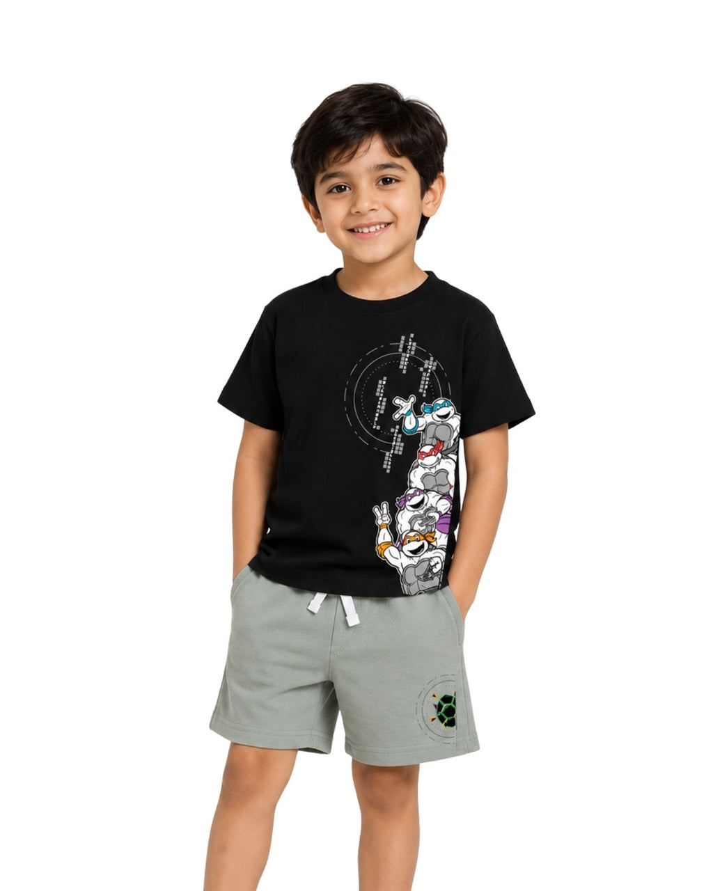 Teenage Mutant Ninja Turtles Graphic Printed Cotton T-Shirt & Shorts Set