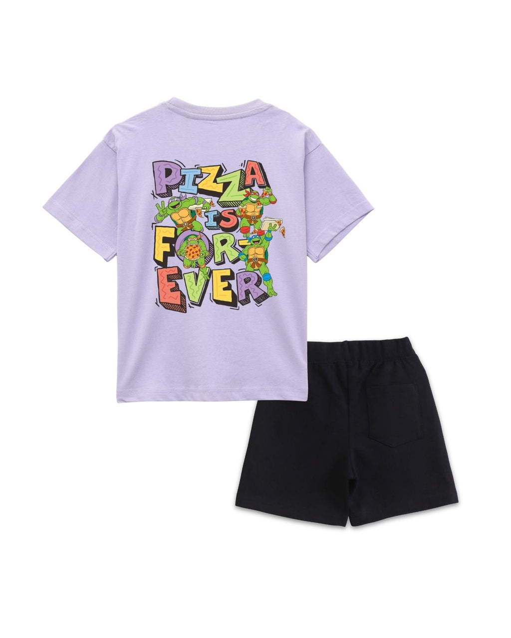 Teenage Mutant Ninja Turtles Pizza Graphic Printed Cotton T-Shirt & Shorts Set