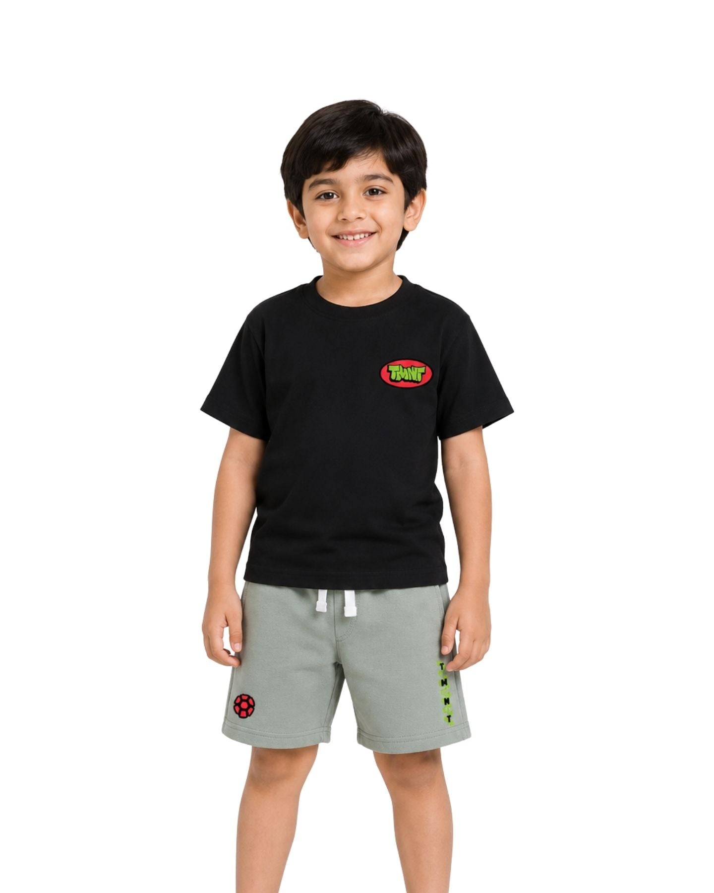 Teenage Mutant Ninja Turtles Logo Graphic Printed Cotton T-Shirt & Shorts Set