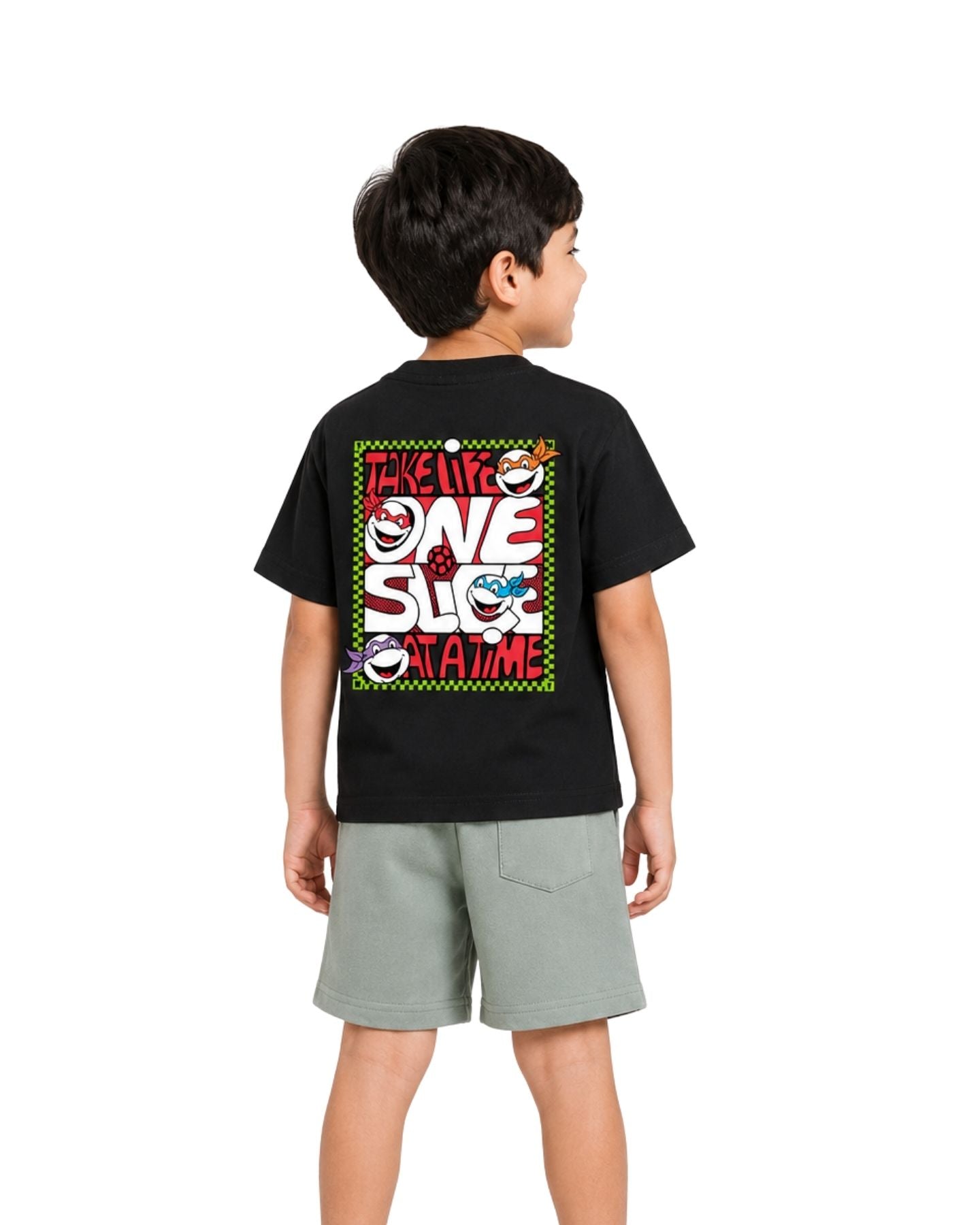 Teenage Mutant Ninja Turtles Logo Graphic Printed Cotton T-Shirt & Shorts Set