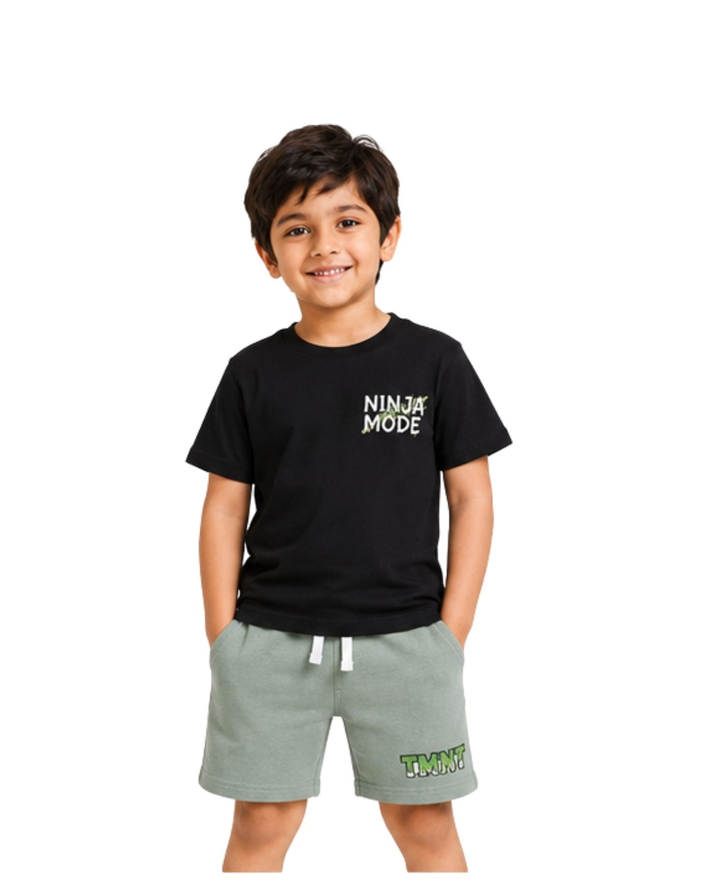 Teenage Mutant Ninja Turtles Ninja Mode Graphic Printed Cotton T-Shirt & Shorts Set