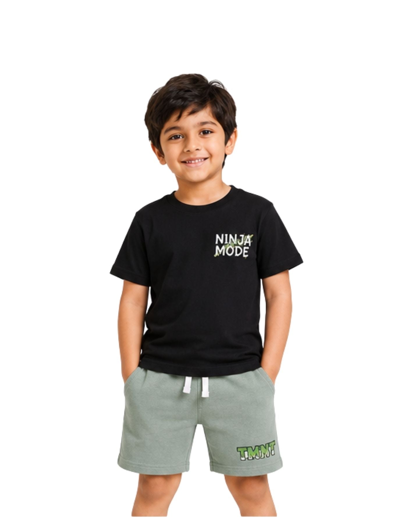 Teenage Mutant Ninja Turtles Ninja Mode Graphic Printed Cotton T-Shirt & Shorts Set
