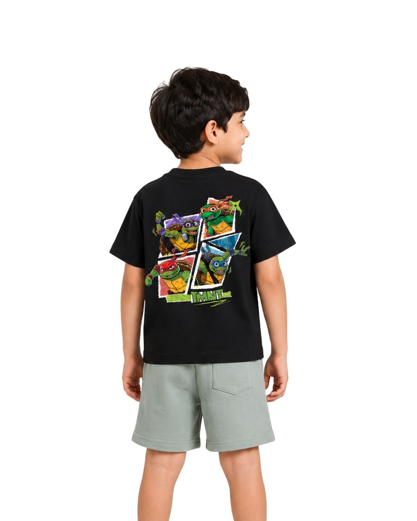 Teenage Mutant Ninja Turtles Ninja Mode Graphic Printed Cotton T-Shirt & Shorts Set