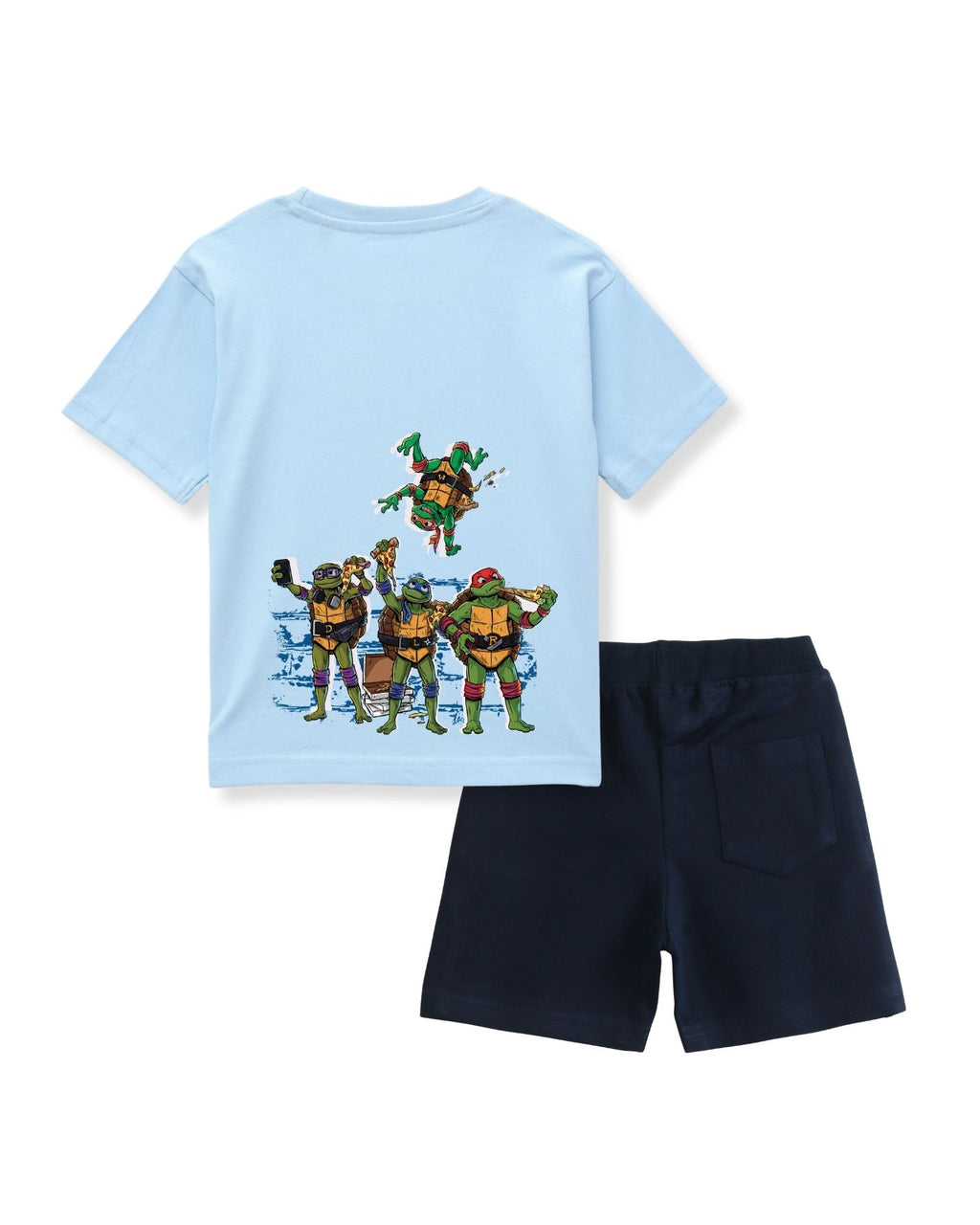 TMNT Ninja Turtles Graphic Printed Cotton T-Shirt & Shorts Set