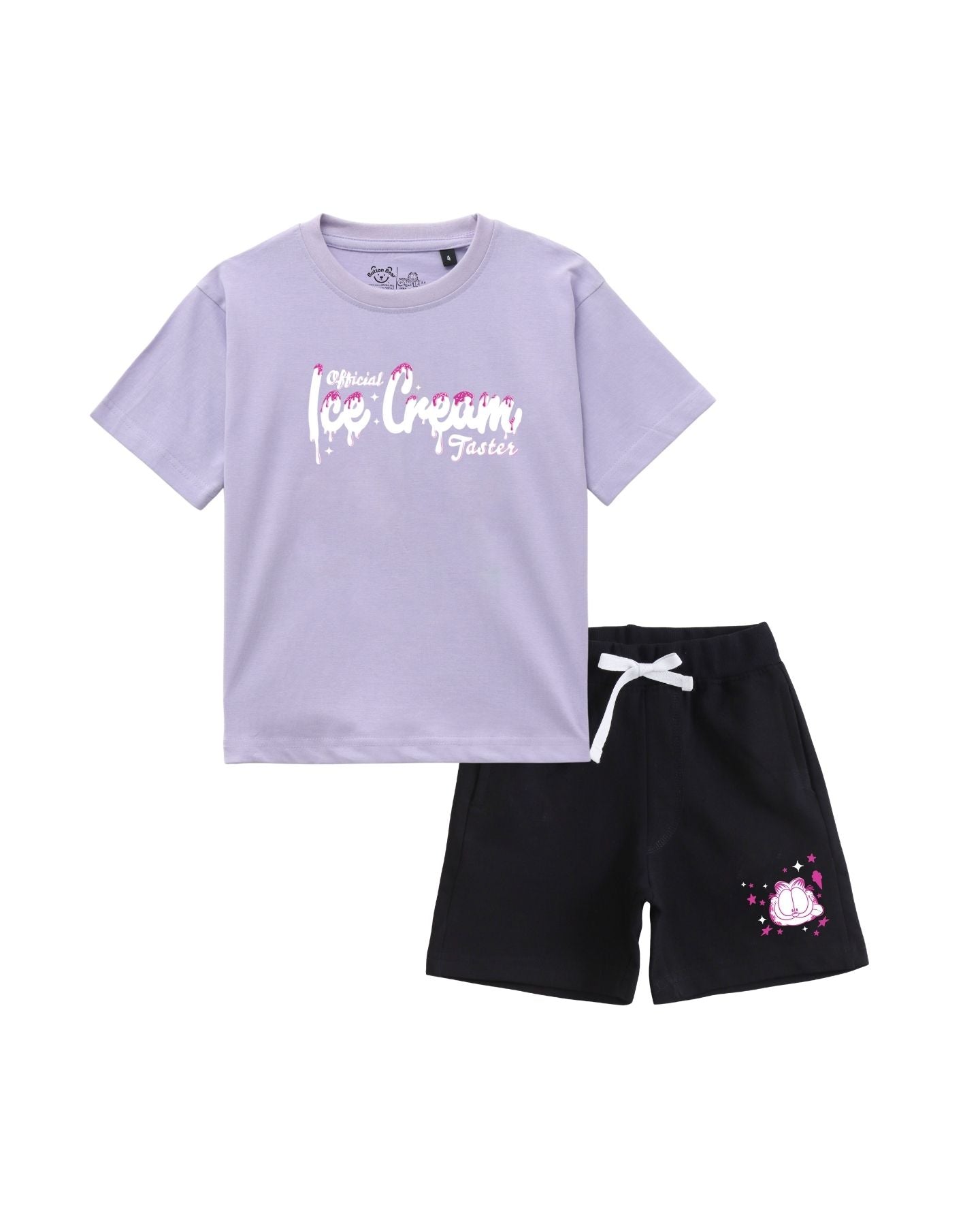 Garfield Official Ice Cream Taster Graphic Printed Cotton T-Shirt & Shorts Set