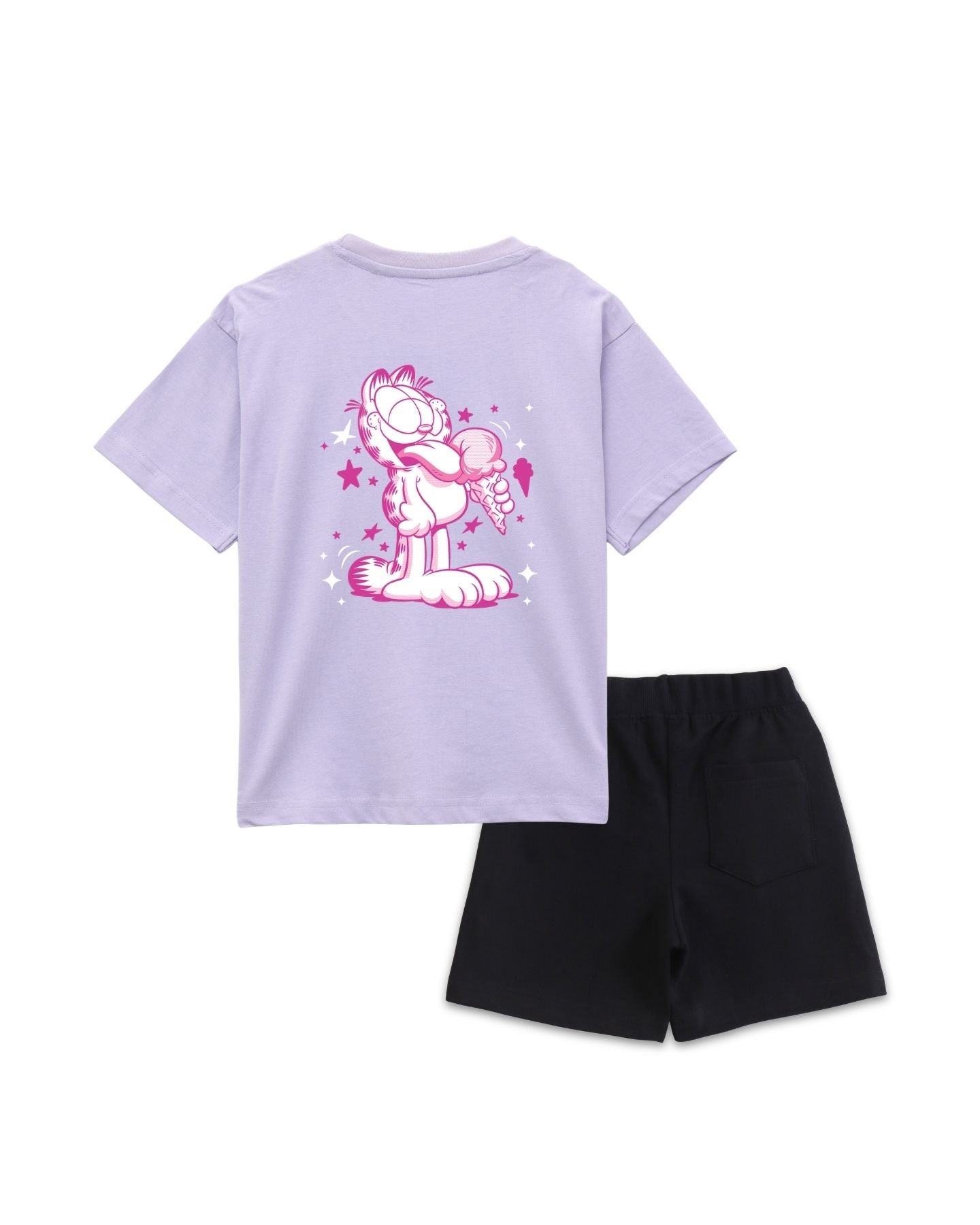 Garfield Official Ice Cream Taster Graphic Printed Cotton T-Shirt & Shorts Set