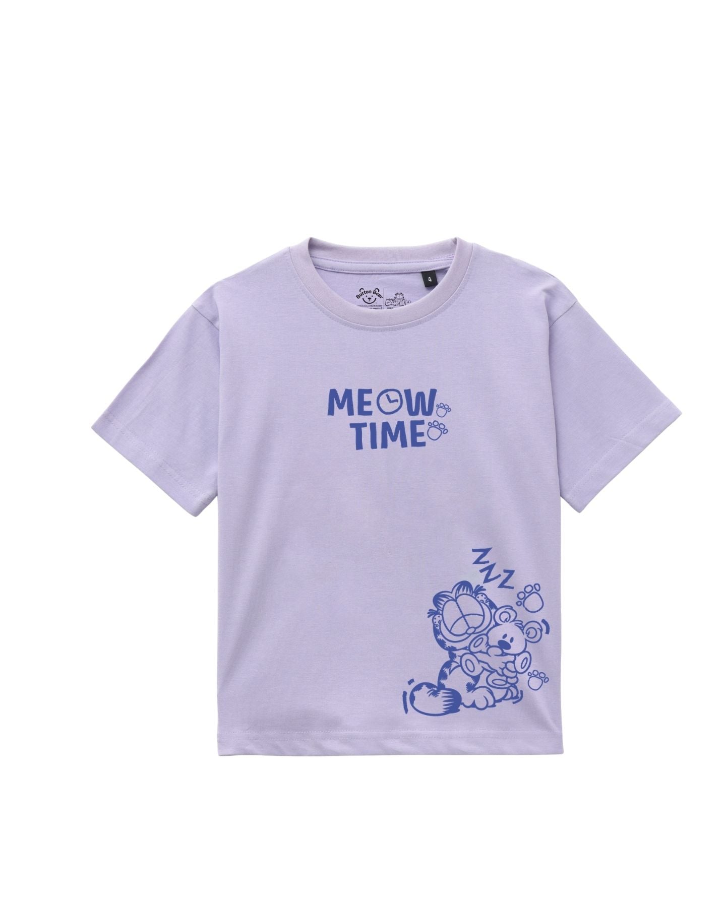 Garfield Meow Time Graphic Printed Cotton T-Shirt & Shorts Set