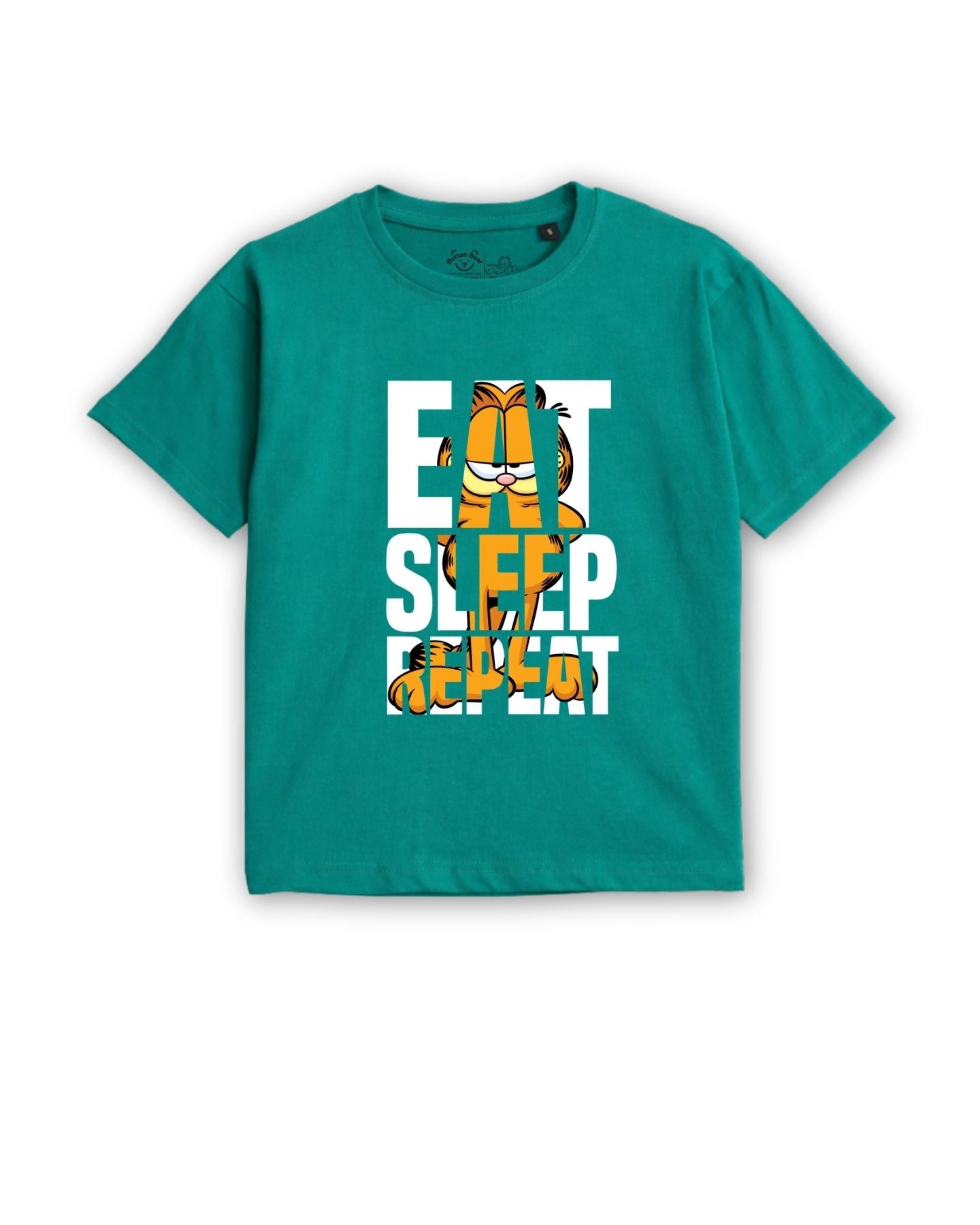 Garfield Eat Sleep Repeat Graphic Printed Cotton T-Shirt & Shorts Set
