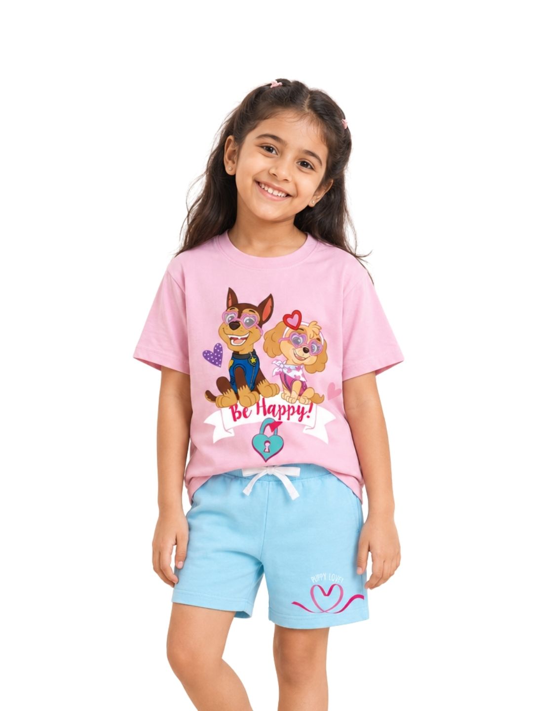 Pink Paw Patrol “Be Happy” Puppy Love Cartoon Co-Ord Set for Girls