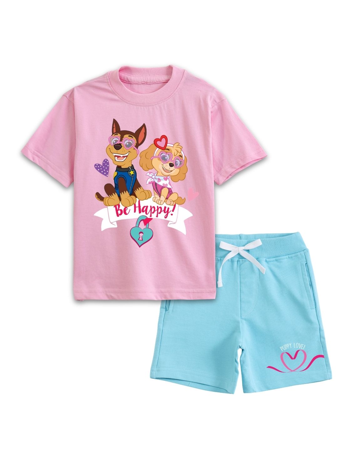 Pink Paw Patrol “Be Happy” Puppy Love Cartoon Co-Ord Set for Girls