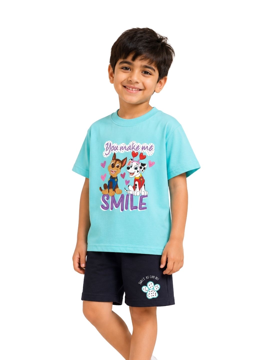 Aqua Blue Paw Patrol “You Make Me Smile” Friendship Co-Ord Set for Girls