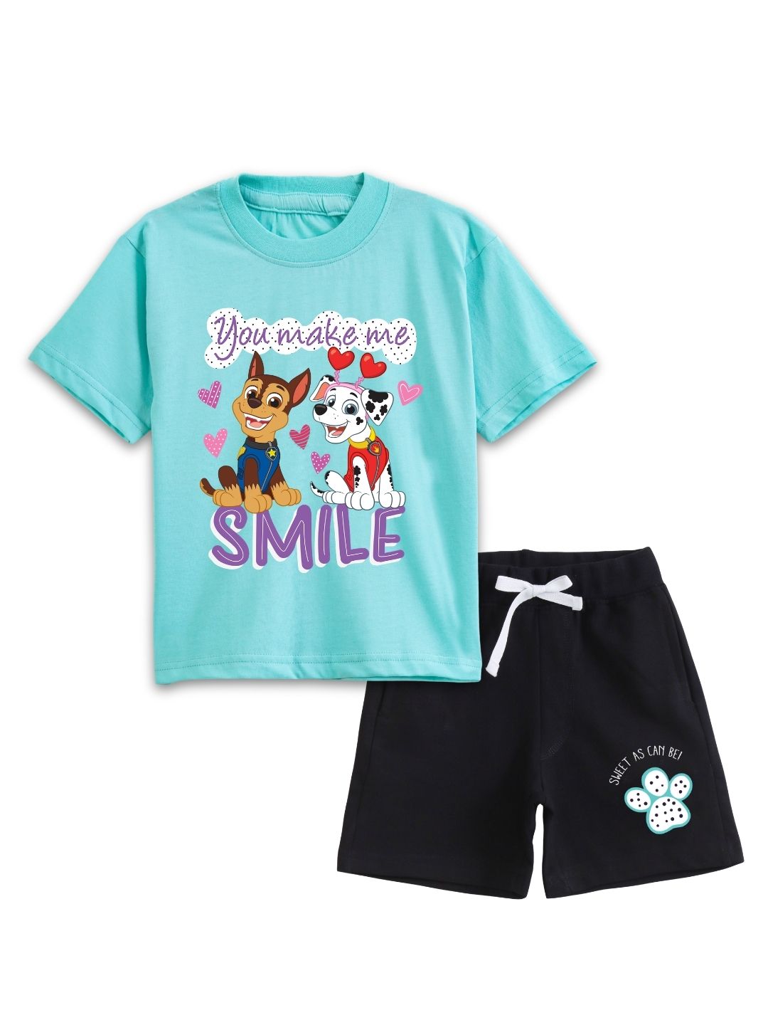 Aqua Blue Paw Patrol “You Make Me Smile” Friendship Co-Ord Set for Girls