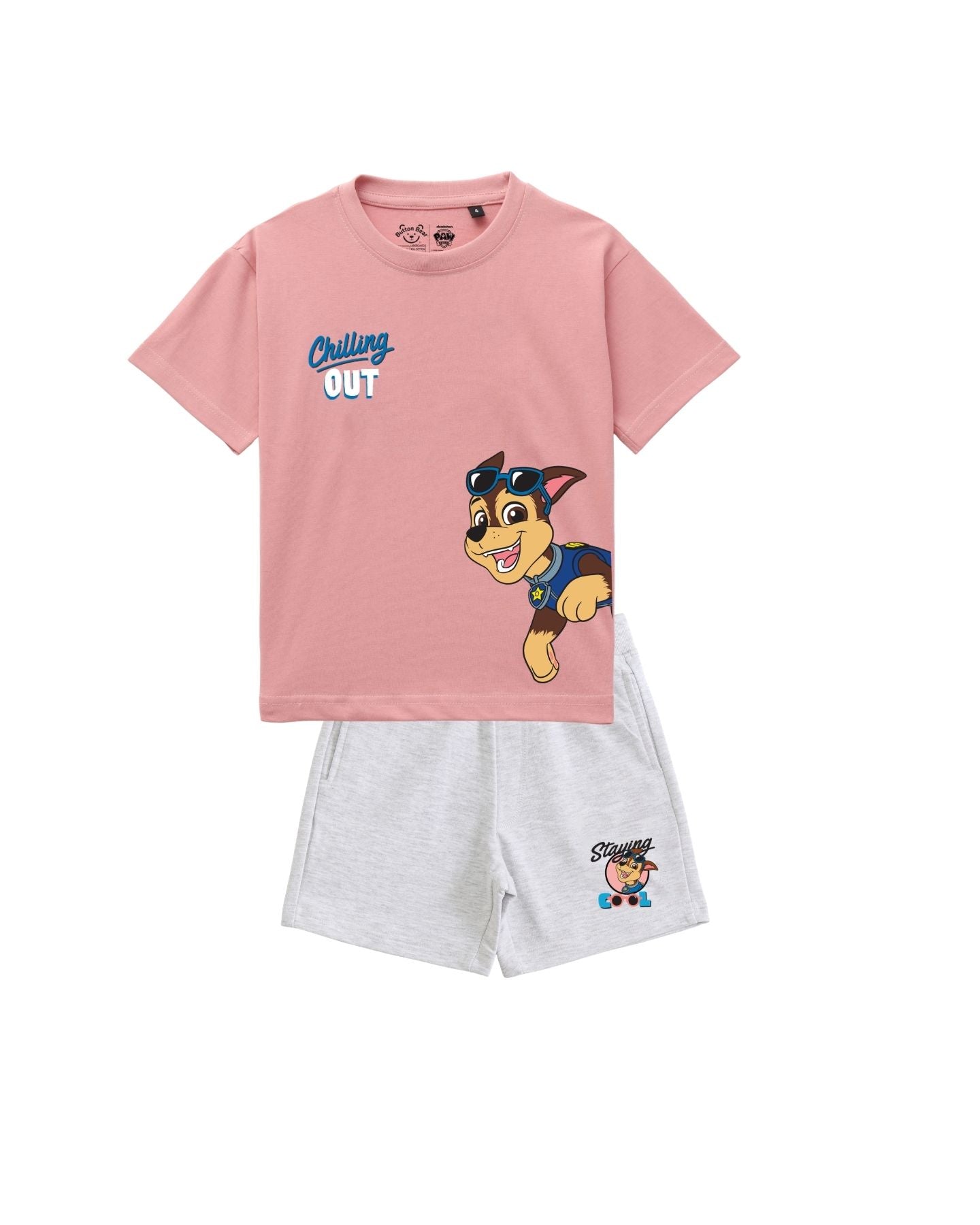 Paw Patrol Chilling out Graphic Printed Cotton T-Shirt & Shorts Set