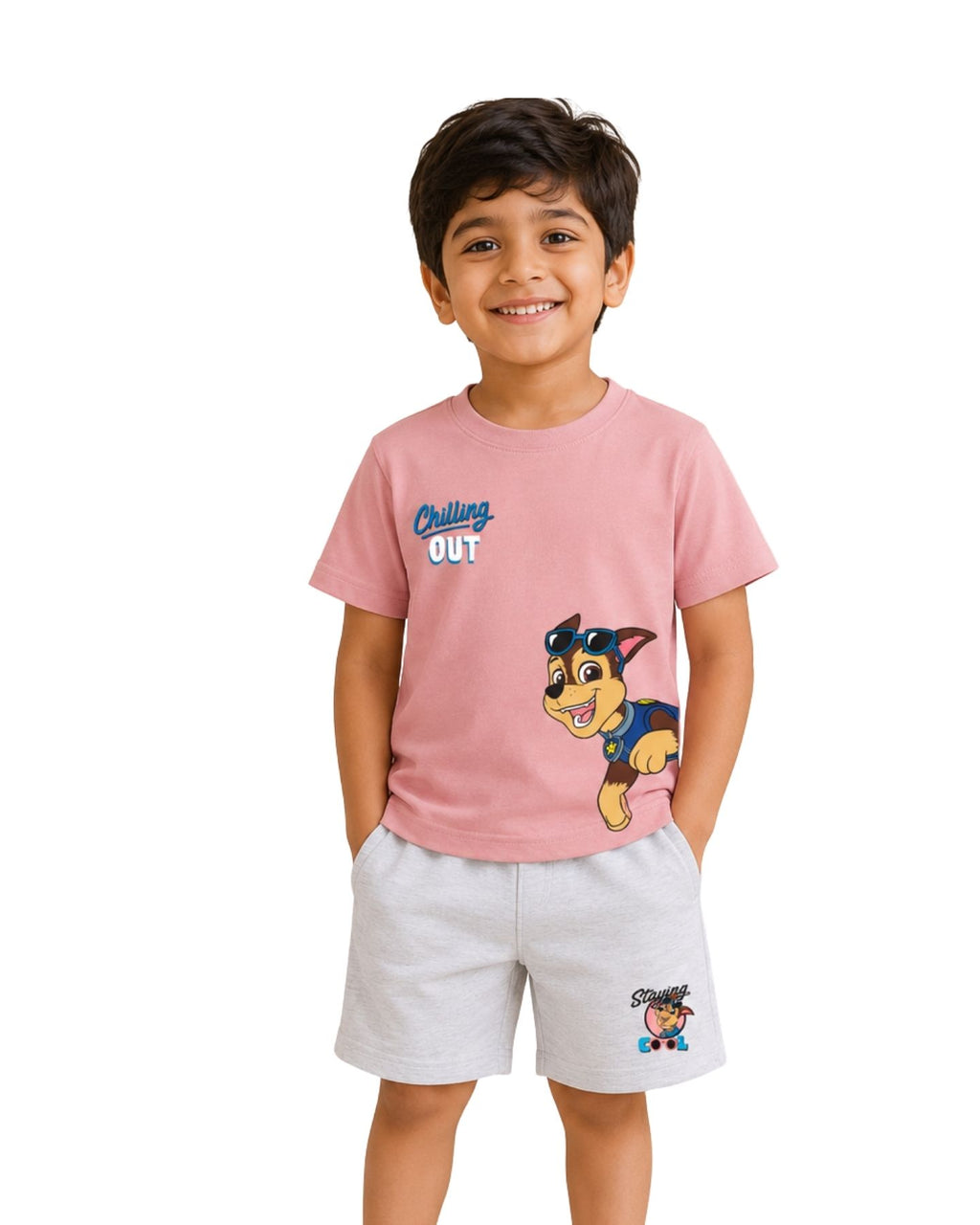 Paw Patrol Chilling out Graphic Printed Cotton T-Shirt & Shorts Set