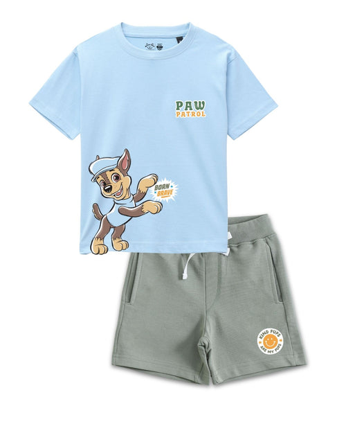 Paw Patrol born brave Graphic Printed Cotton T-Shirt & Shorts Set