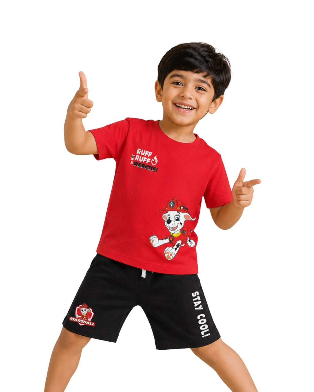 Paw Patrol Marshall Graphic Printed Cotton T-Shirt & Shorts Set