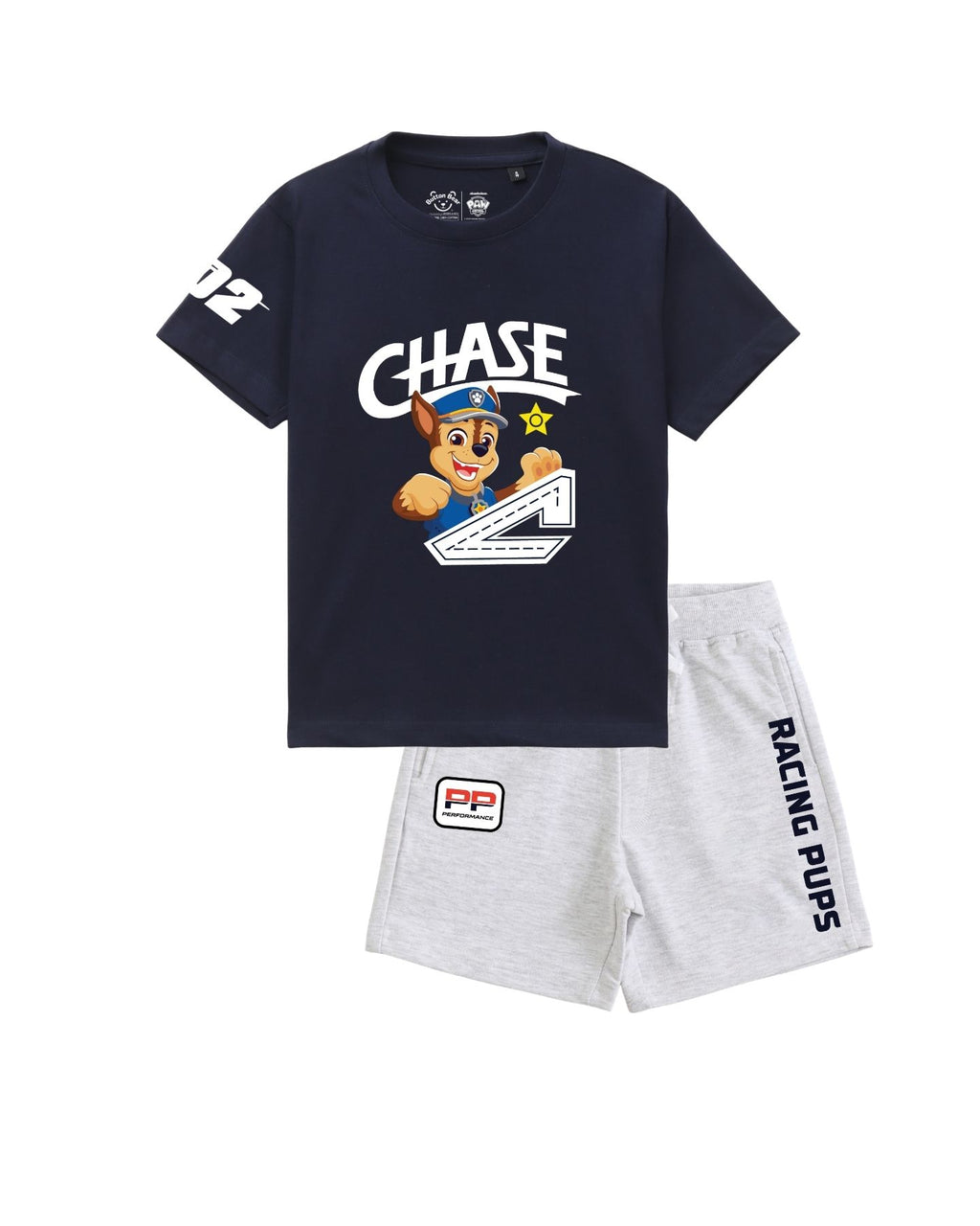 Paw Patrol Chase Racing Pups Graphic Printed Cotton T-Shirt & Shorts Set