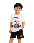 Paw Patrol Racing Graphic Printed Cotton T-Shirt & Shorts Set