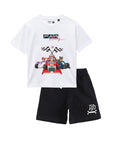 Paw Patrol Racing Graphic Printed Cotton T-Shirt & Shorts Set