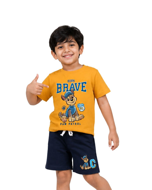 Paw Patrol Chase Boys Cotton T-Shirt & Shorts Set