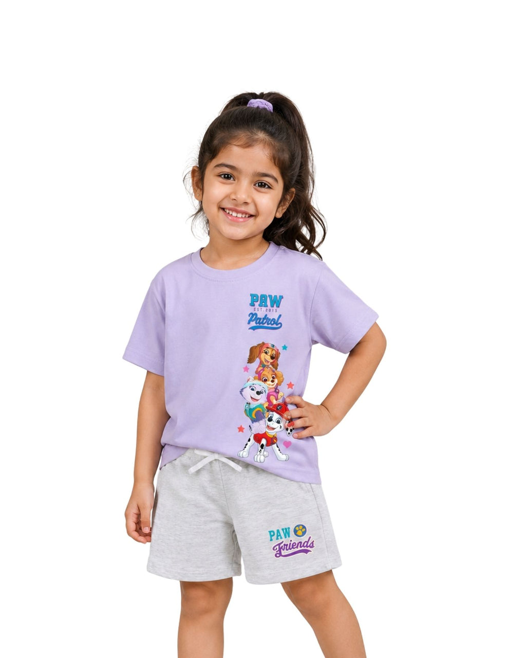 Paw Friends Girls Cotton T-Shirt & Shorts Set - Paw Patrol