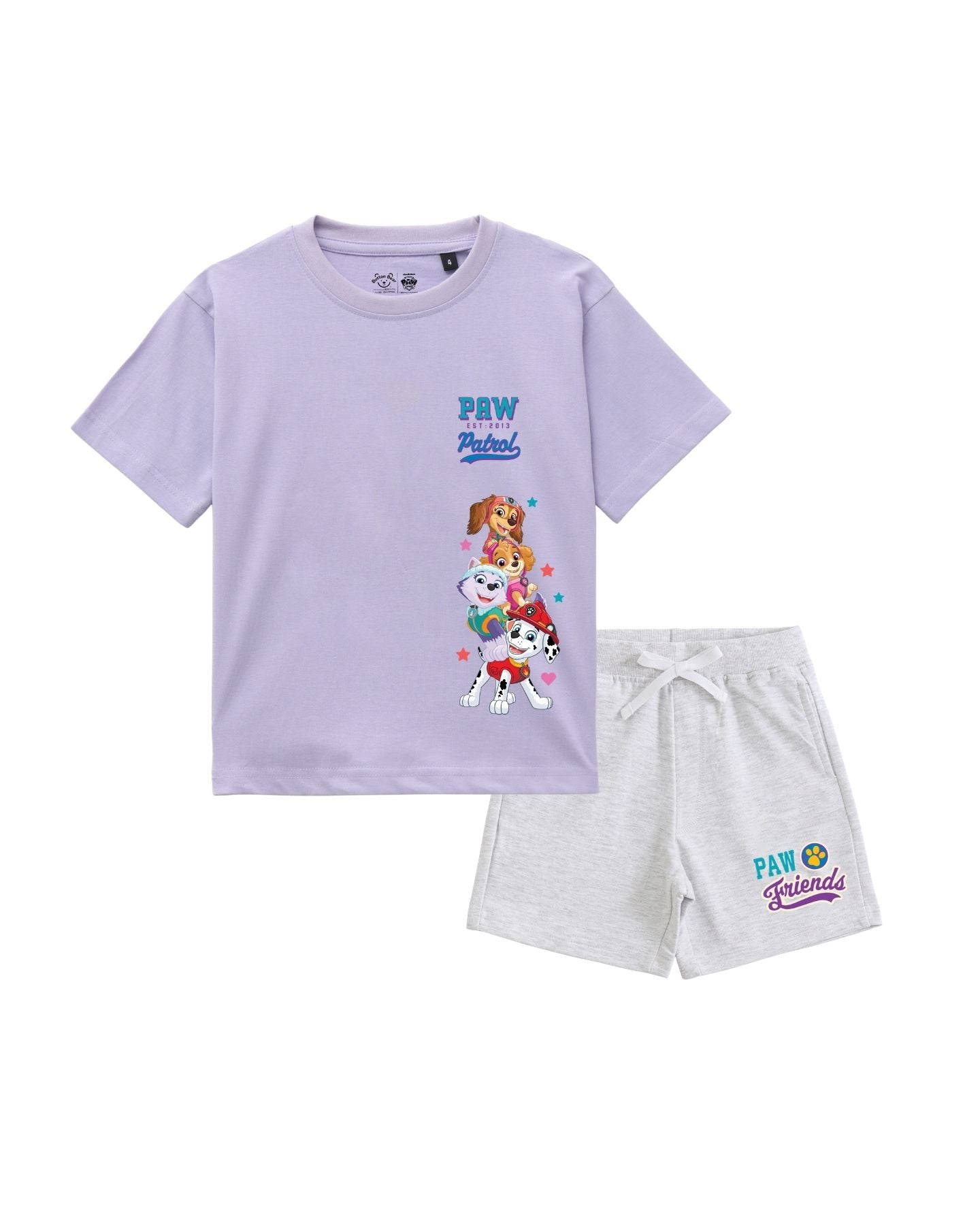 Paw Friends Girls Cotton T-Shirt & Shorts Set - Paw Patrol