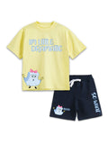 Pastel Yellow SpongeBob “I’m Little Dramatic” Cute Co-Ord Set for Girls