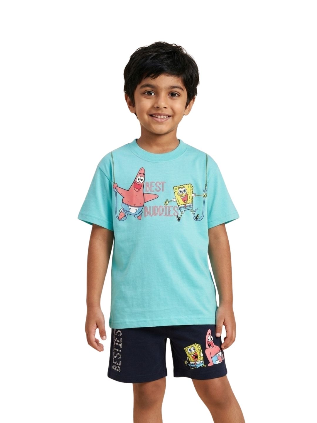 Aqua Blue SpongeBob & Patrick “Best Buddies” Cartoon Co-Ord Set for Kids