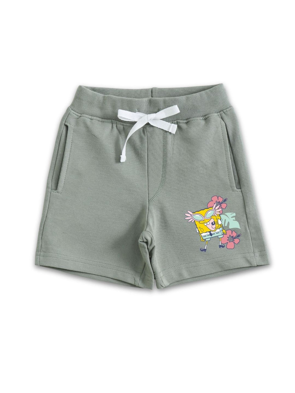 White & Sage Green SpongeBob “Chill Time” Vacation Vibes Co-Ord Set for Kids