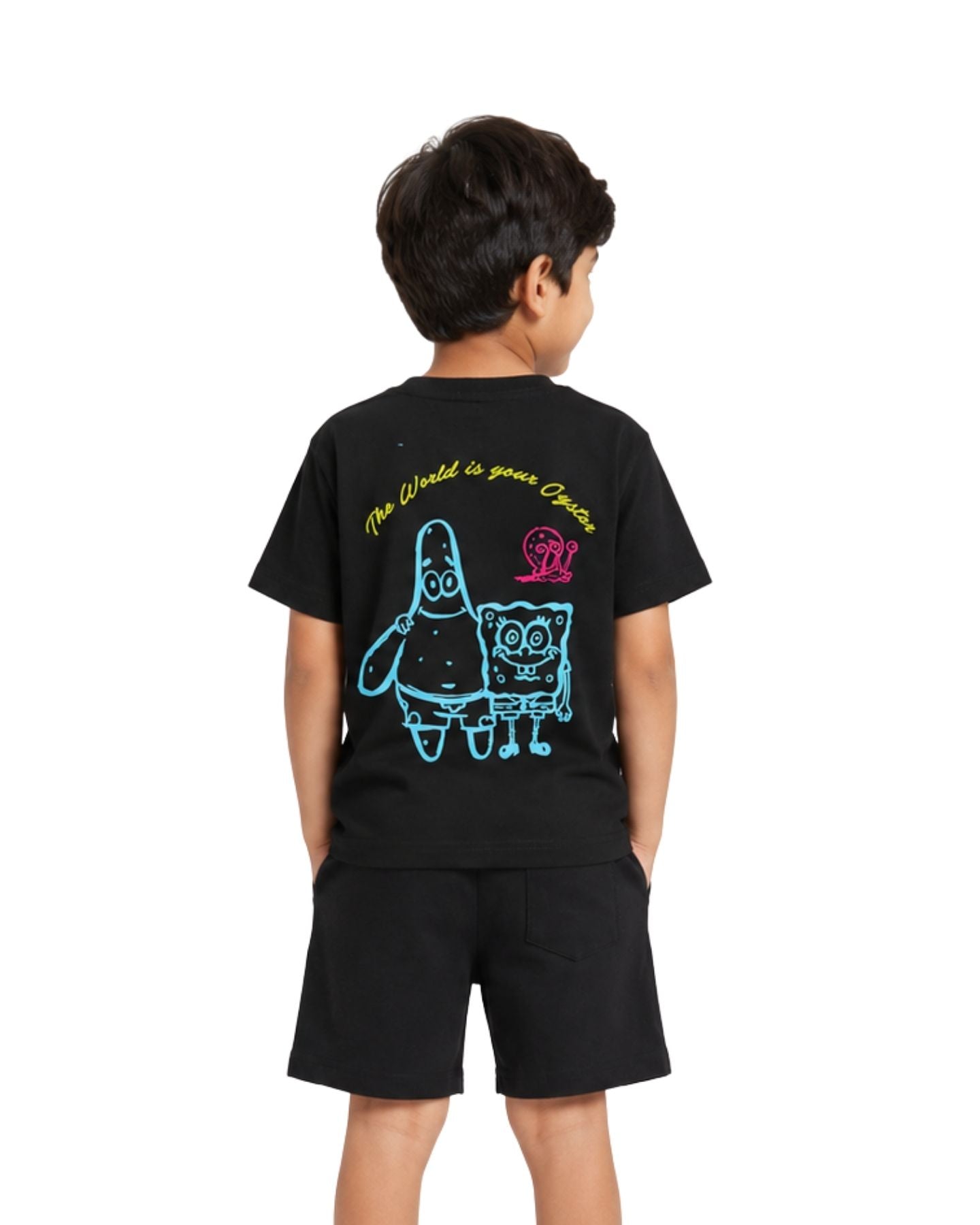 SpongeBob Look Fabulous Graphic Printed Cotton T-Shirt & Shorts Set