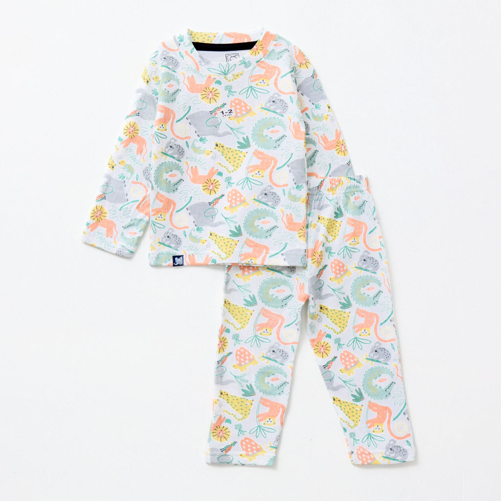 Jungle Animals Playing Print Kids Pyjama Sets