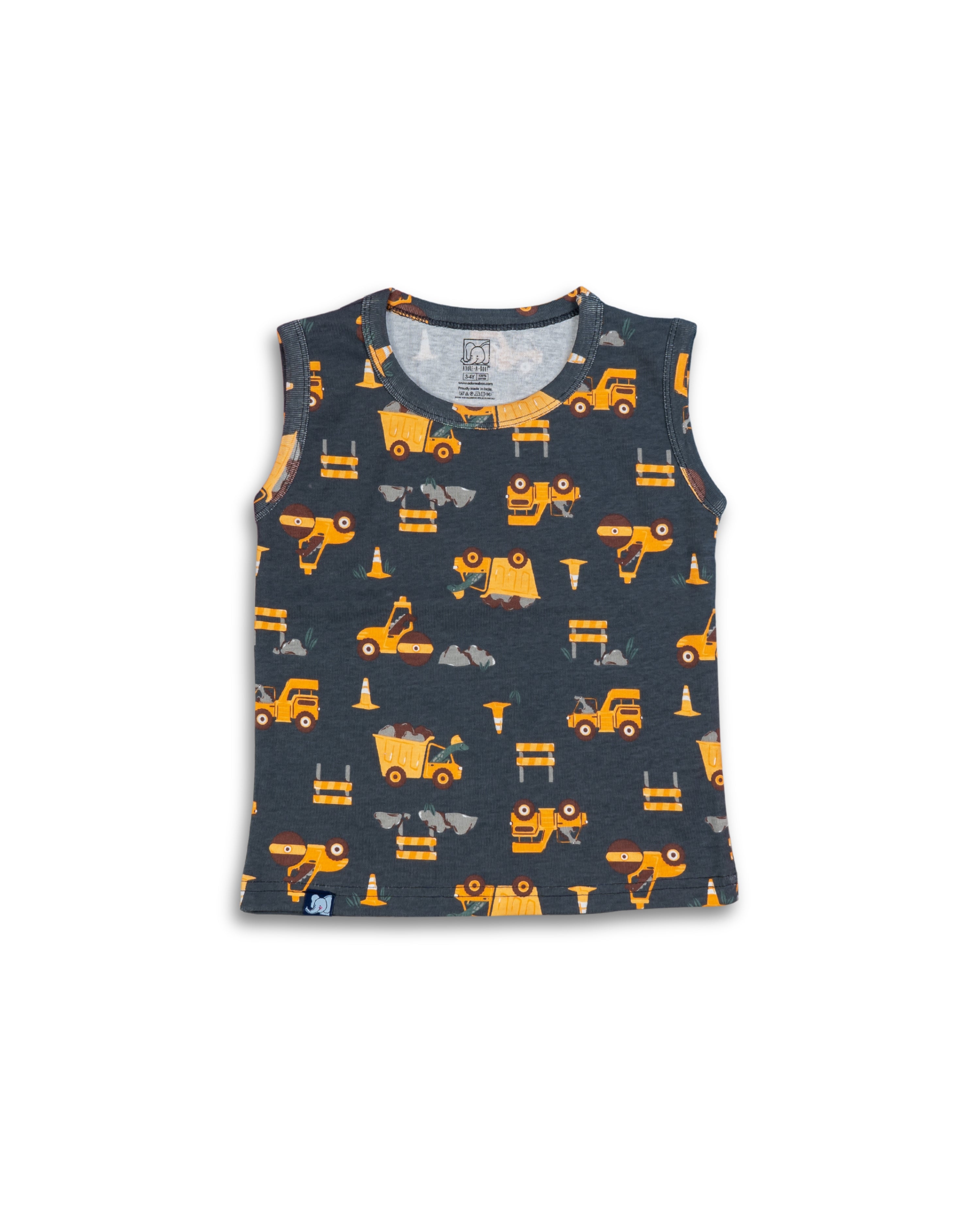 Kids Dark Blue Dino Builder Printed Lounge Wear