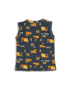 Kids Dark Blue Dino Builder Printed Lounge Wear
