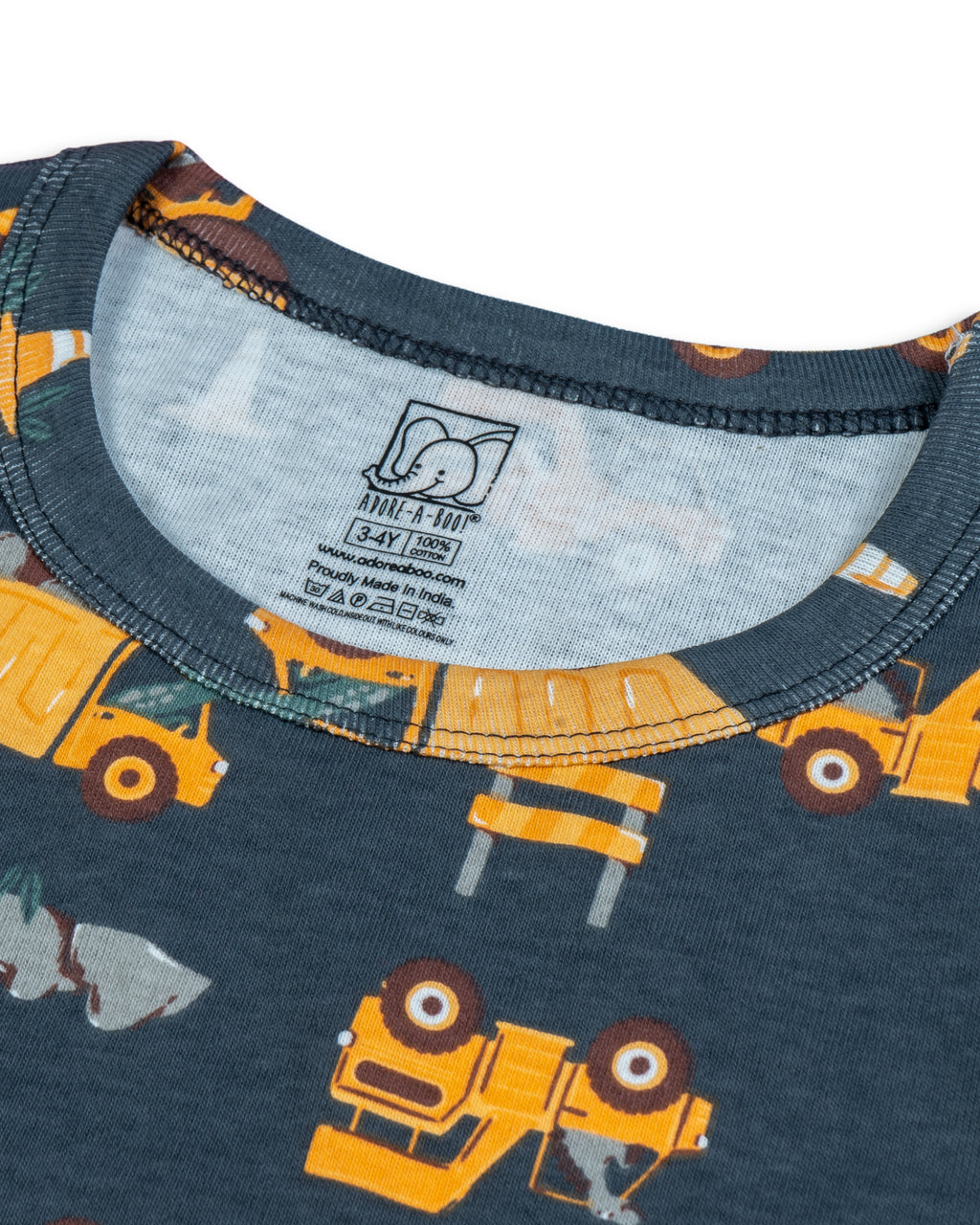 Kids Dark Blue Dino Builder Printed Lounge Wear