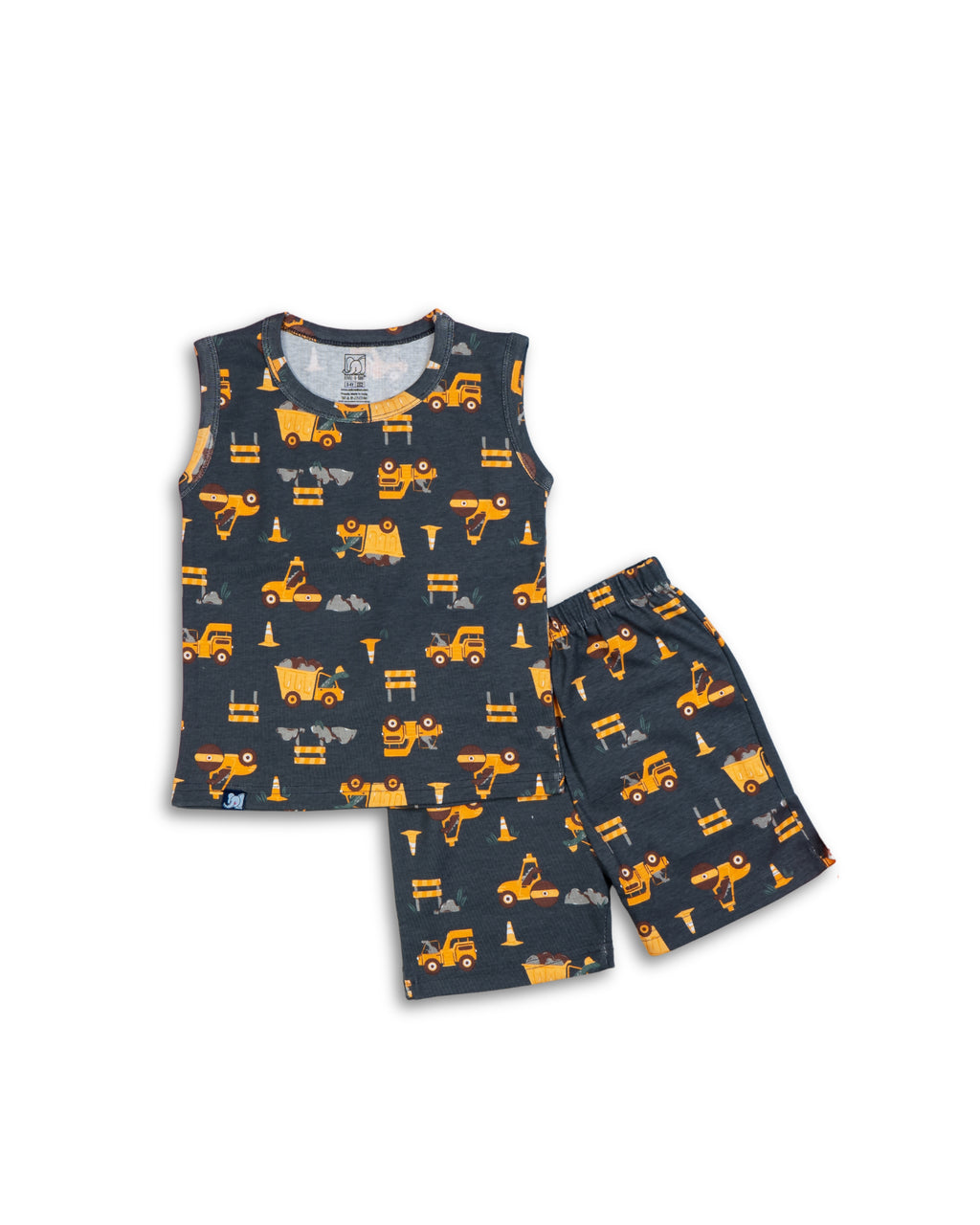 Kids Dark Blue Dino Builder Printed Lounge Wear